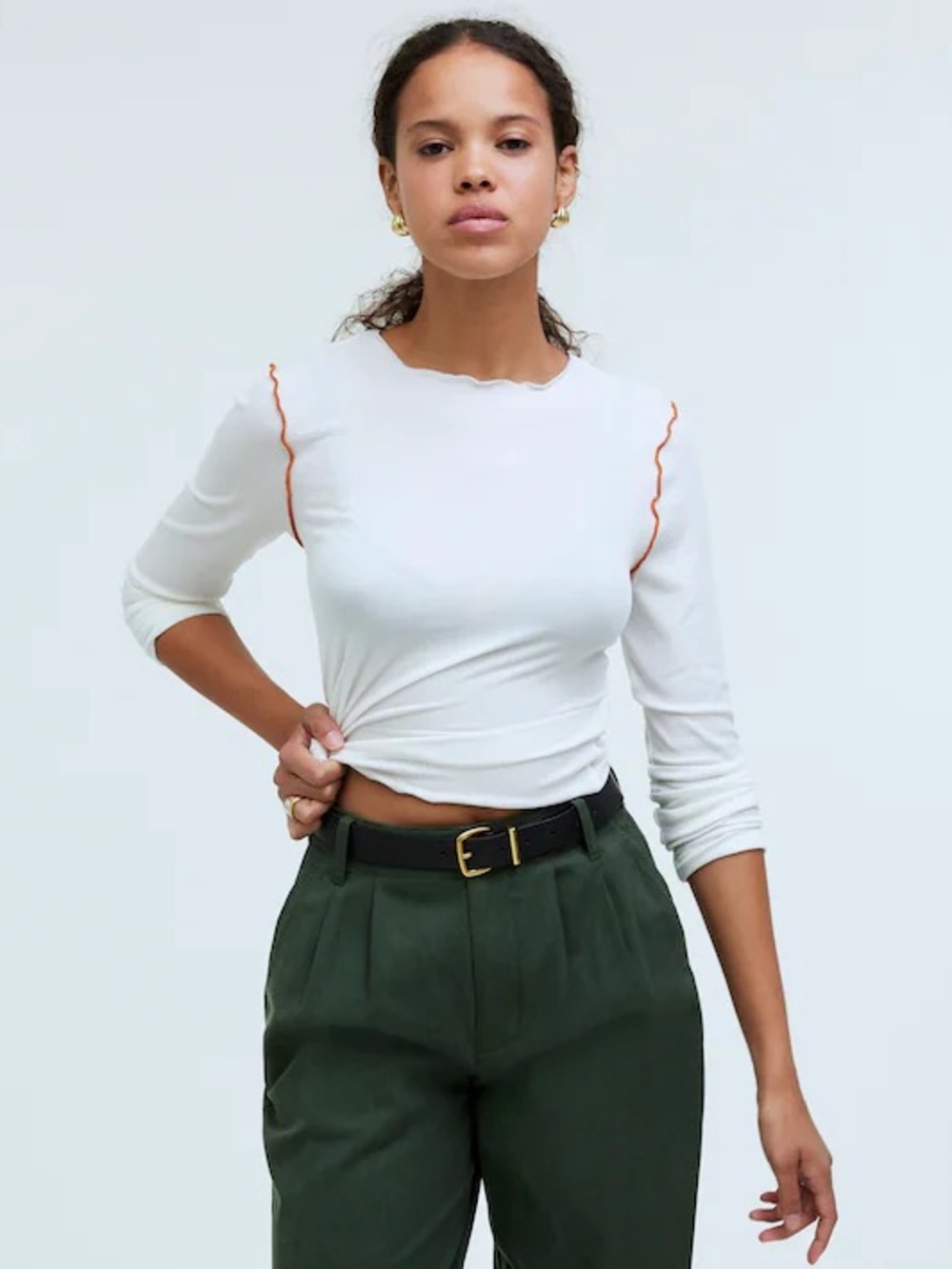 NWT Madewell Long-Sleeve Ruffled Edge Top. XL